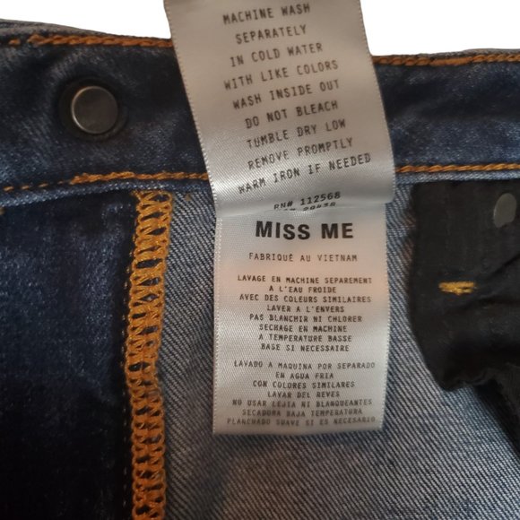 Miss Me Ankle Skinny 29 (Meas 28x26.5 9" Mid Rise) Tuxedo Stripe Dark Jeans A6 - Picture 9 of 11